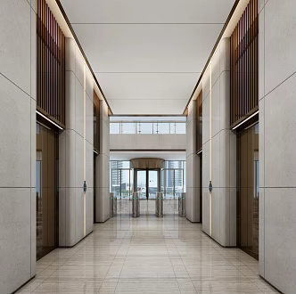 modern elevator hall office building elevator hall 3d model