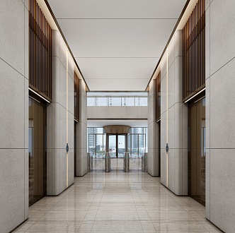 modern elevator hall office building elevator hall 3d model