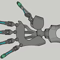 Mechanical Robotic Arm With Black Components And Green Fingertip Details