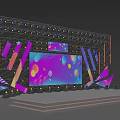 Colorful Stage Design With LED Screen Geometric Decor And Bright Lights