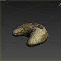 Crescent Shaped Light Brown Pastry With Dark Speckles And Textured Surface Details