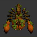 Halloween Decorative Scorpion Figure With Carved Pumpkin Body And Green Vines