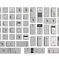 Various Modern Switch Panels With Different Designs Sockets And Control Functions 3d model
