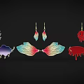 Unique Shaped Earrings With Lightning Petal And Dripping Designs In Colorful Rainbow Red