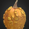 Fresh Orange Pumpkin With Bumpy Surface And Stem Isolated On Black Background 3d model