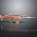 Brown Rifle 3D Model Design With Silver Barrel Magazine And Stock