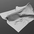 Soft White Wrinkled Fabric Covering Object Against Gray Background Surface