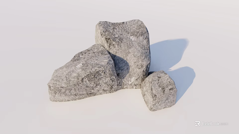 Natural Gray Stone Rocks With Rough Textured Surfaces For Decorative Use 3d model
