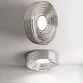 Modern Silver Spiral Metal Strip Ceiling Lights Installed On White Ceiling 3d model