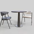Modern Minimalist Round Table and Chairs Set with Gray and Beige Metal Frame Design