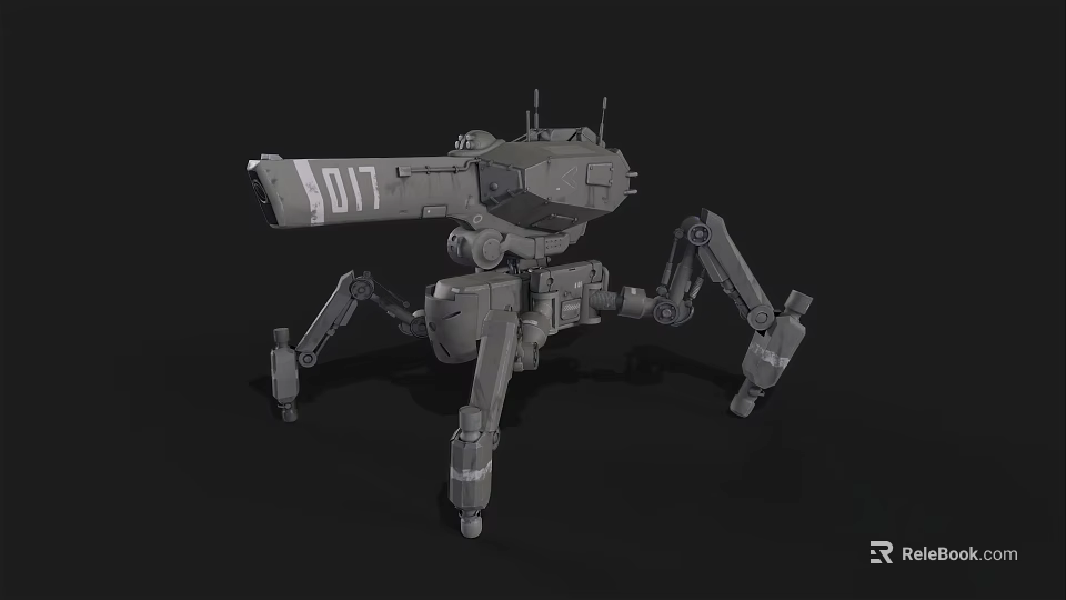 Smart Machine With Multi Legged Mechanical Structure And Robotic Cannon Design 3d model