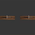 Vintage Wooden Hanging Cases With Chain Supports And Decorative Front Panels