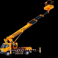 Yellow Aerial Work Vehicle With Telescopic Boom And Work Platform For High Altitude Operations