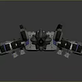 Futuristic Sci Fi Spaceship With Detailed Mechanical Structure And Blue Accents