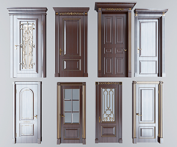 European-style swing door single door 3d model