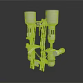 Advanced Industrial Laboratory Equipment With Two Tall Cylindrical Structures Mechanical Arms And Complex Connecting Components