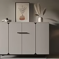 Modern Entryway Cabinet Sideboard Featuring Pampas Grass Vase Wall Art Sleek Lines And Metal Legs