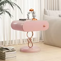 Modern White Bedside Table with Twisted Copper Base and Books Figurines on Top