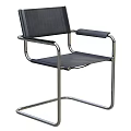 Modern Black Leather Office Chair With Sleek Metal Frame And Comfortable Armrests