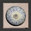 Blue and White Decorative Ceramic Sculpture With Lotus Floral Patterns On Pink Base
