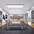 Modern Digital Electronics Store with Laptops Phones TV Display and Service Counter