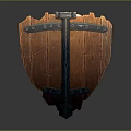 Vintage Wooden Shield With Metal Straps And Decorative Rivets Design