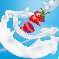 Strawberry Milk E-Commerce Design Milk Fluid Liquid Advertising Grade Splash Series Fluid Splash Liquid Milk Drink Strawberry 3d model