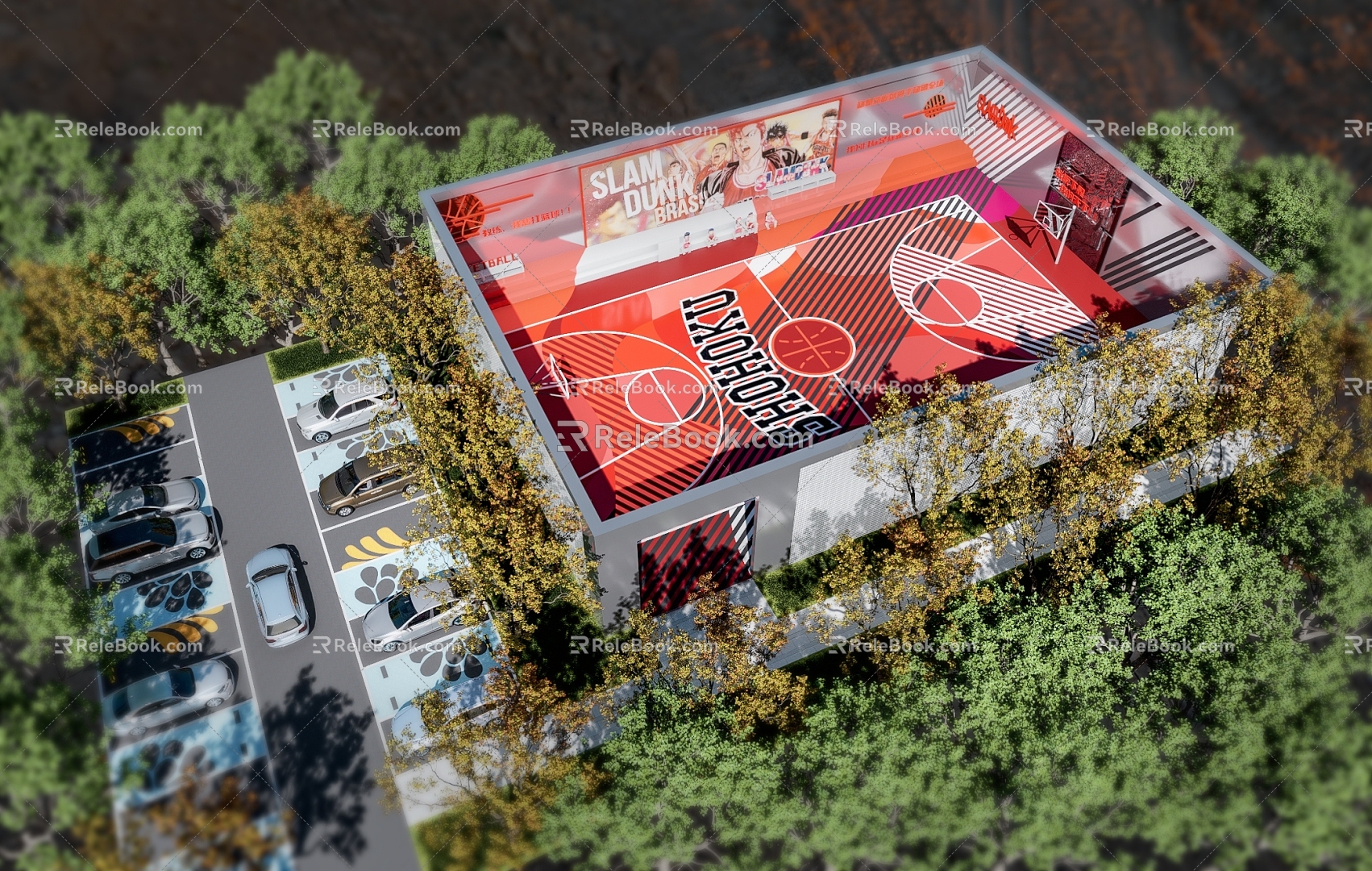 modern basketball court gymnasium sports park model