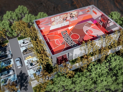 modern basketball court gymnasium sports park model