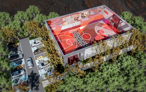 modern basketball court gymnasium sports park 3d model