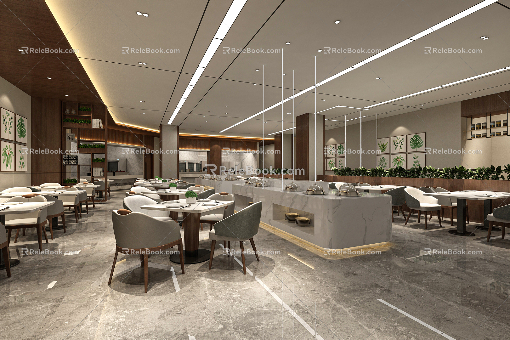 Modern Restaurant Buffet Restaurant 3d model