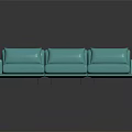 Turquoise Modern Three-Seater Sofa With Velvet Upholstery Sleek Metal Legs And Reflective Surface