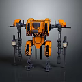 Yellow Mechanical Robot Character With Multi Legged Structure And Mechanical Arms Design 3d model