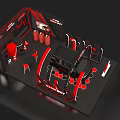 GAME BOY Themed Exhibition Booth With Black Car And Red Decor Setup