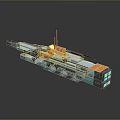 3D Model of Modern Industrial Machinery With Orange Blue Modules And Track Structure