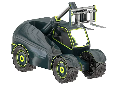 Green Agricultural Equipment Forklift With Large Tires And Mechanical Arm 3d model