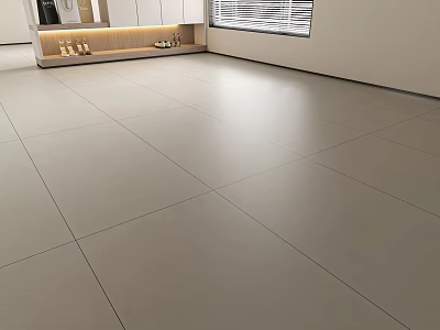 Light Colored Floor Tiles In Modern Minimalist Interior 3d model