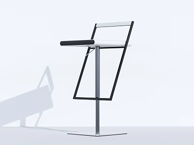 Modern Sleek Bar Stool With Black Metal Frame And White Minimalist Seat 3d model