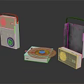 Vintage Portable Audio Speakers And Turntable Set With Classic Handheld Design