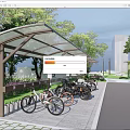 Outdoor Sunshade Canopy For Parked Bicycles Motorcycles With Green Trees And Plants
