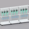 Multi Layer White Display Racks For Household Items With Green And Blue Accessories 3d model