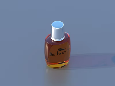 Burberry Luxury Perfume Bottle Featuring Brown Glass and Silver Cap 3d model