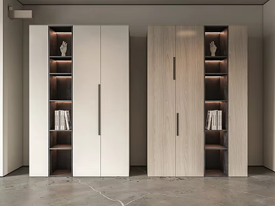 Modern Minimalist Shoe Cabinet Design With White And Beige Double Doors And Shelves 3d model