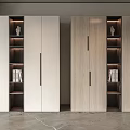 Modern Minimalist Shoe Cabinet Design With White And Beige Double Doors And Shelves