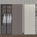 Modern Gray And White Wardrobe With Glass Door Hanging Area And Drawers