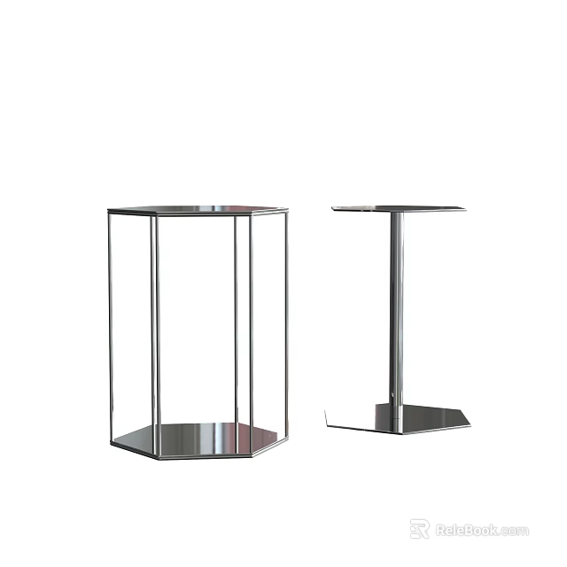 Sleek Modern Coffee Table With Transparent Glass Top And Metal Hexagonal Base 3d model