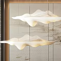 Two White Wave Shaped Layered Chandeliers With Soft Light For Interior Decoration 3d model