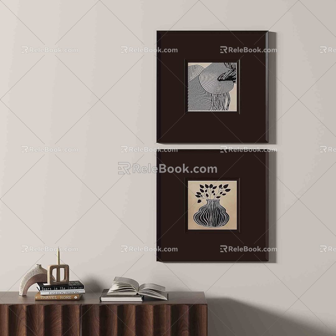 Simple retro abstract decorative painting 3d model