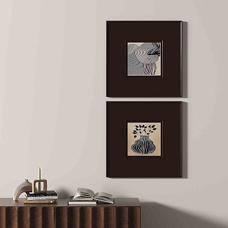 Simple retro abstract decorative painting 3d model