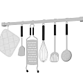 Hanging Kitchen Utensils Set With Pot Holder Spatula Grater Whisk And Slotted Spoon